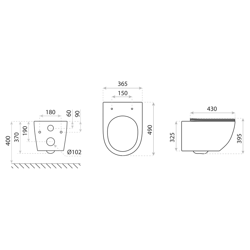 Set wc suspendat Spectrum, Trendi Stone, rimless cu capac inclus, 35.5 x 51.5 cm, alb mozaic